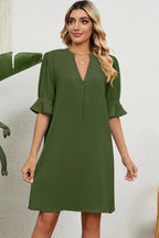 Notched Flounce Sleeve Mini Dress (11)