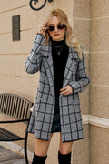 Printed Open Front Lapel Collar Cardigan Pockets