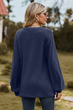 Notched Neck Raglan Sleeve Blouse (9)