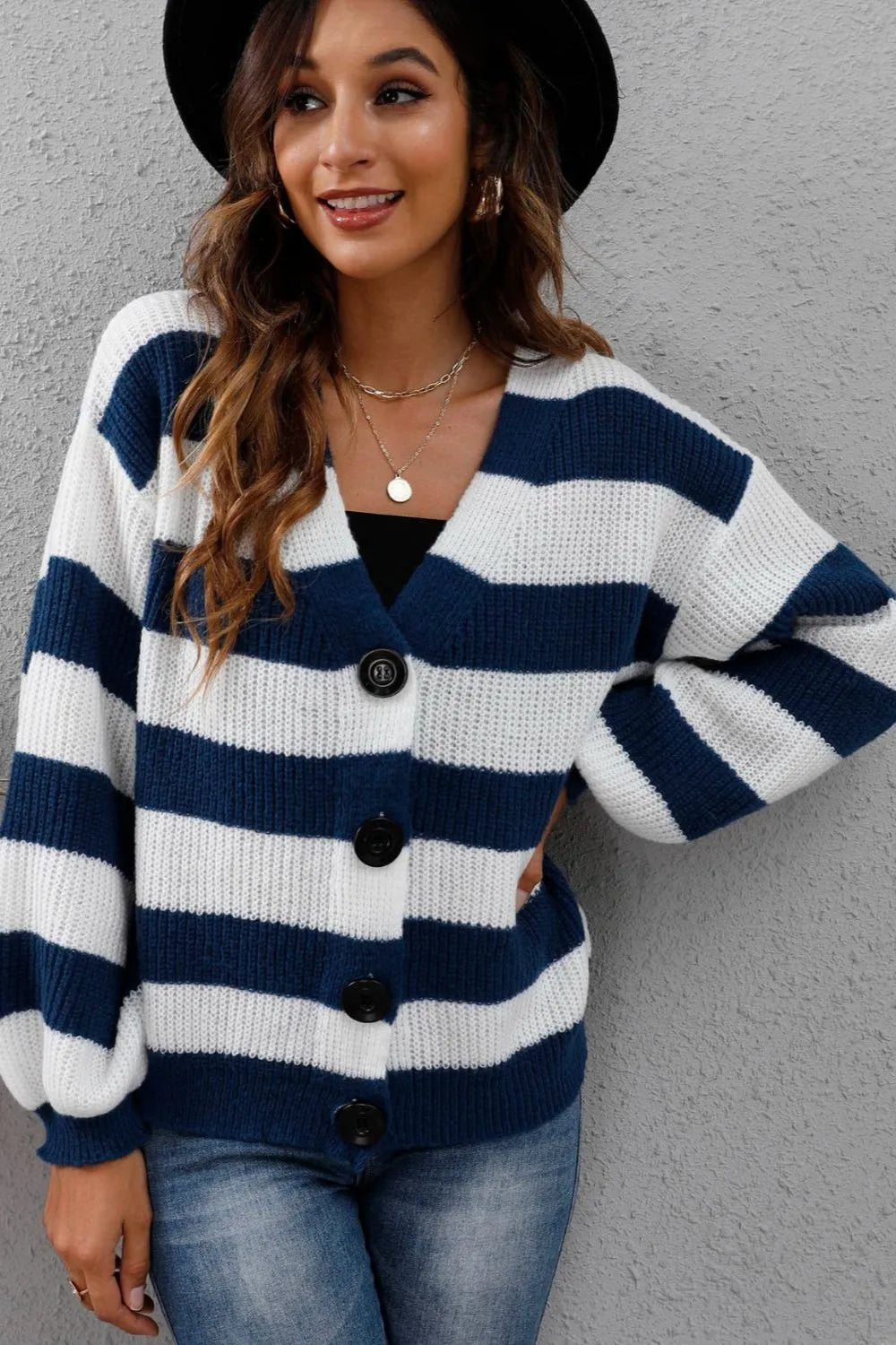Striped Button Up Long Sleeve Sweater (14)