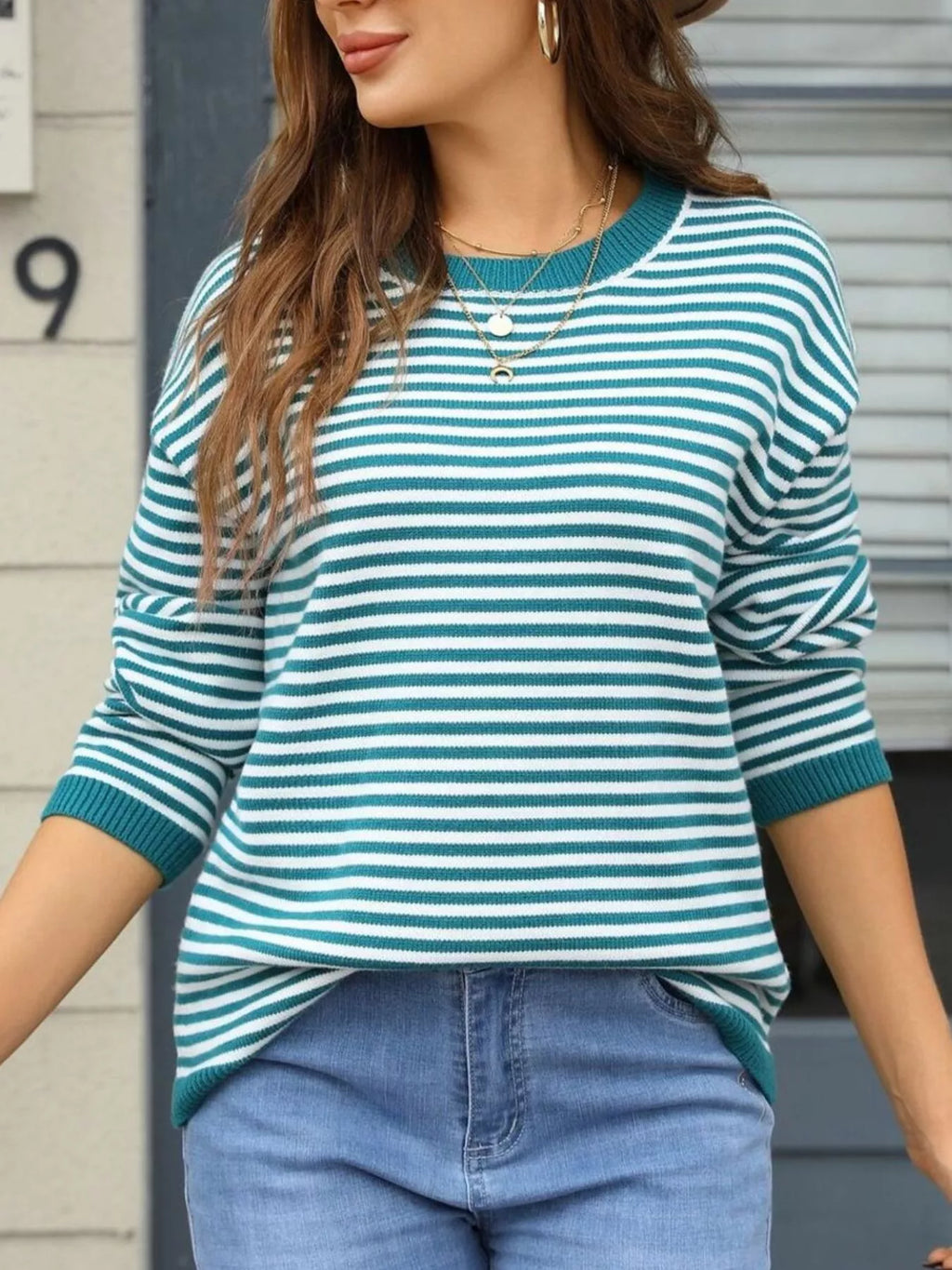 Striped Round Neck Sweater (7)