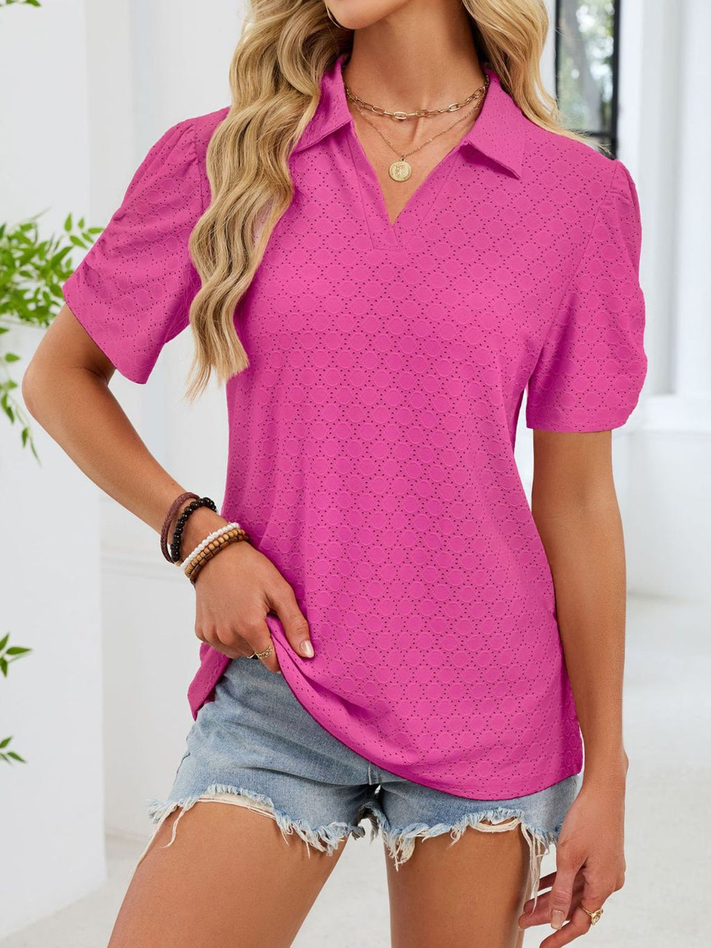 Eyelet Short Sleeve Blouse (24)