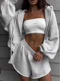Zip Up Long Sleeve Outerwear Shorts Set