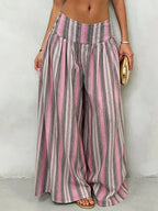 High-waisted Striped Wide-leg Casual Pants (3)