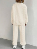 Texture Round Neck Top Pants Set (13)