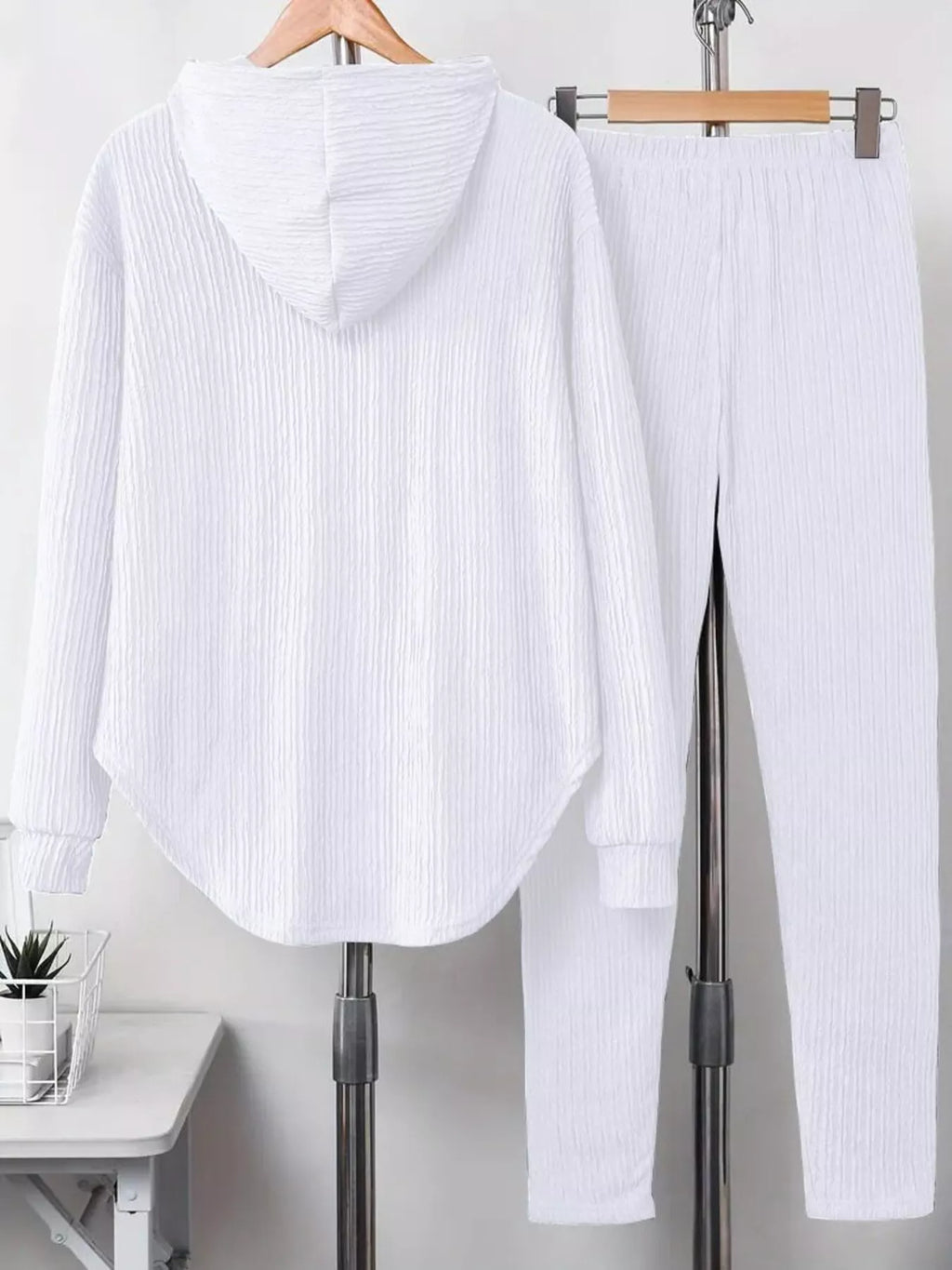 Textured Long Sleeve Hoodie Pants Set (11)