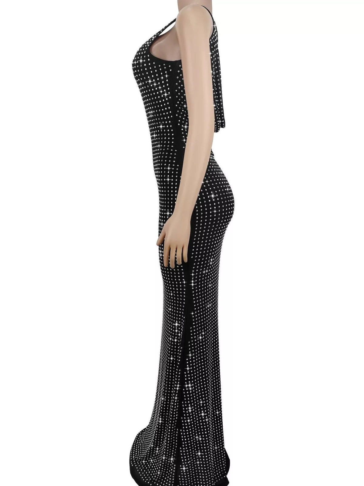 Sleeveless Rhinestone Embellished Bodycon Maxi Dress (4)