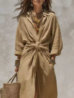 Front-tie Maxi Shirt Dress (14)