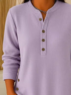 Full Size Ribbed Half Button Henley Top Plus (16)