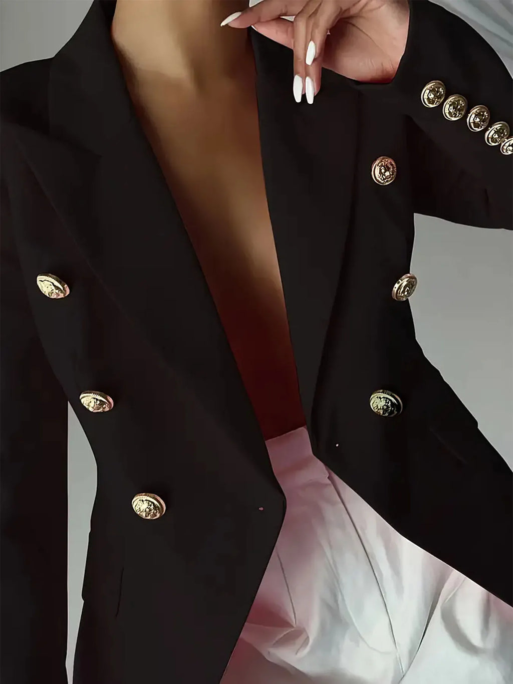 Decor Button Lapel Collar Blazer (30)