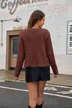 Round Neck Button Up Cardigan Pockets (17)