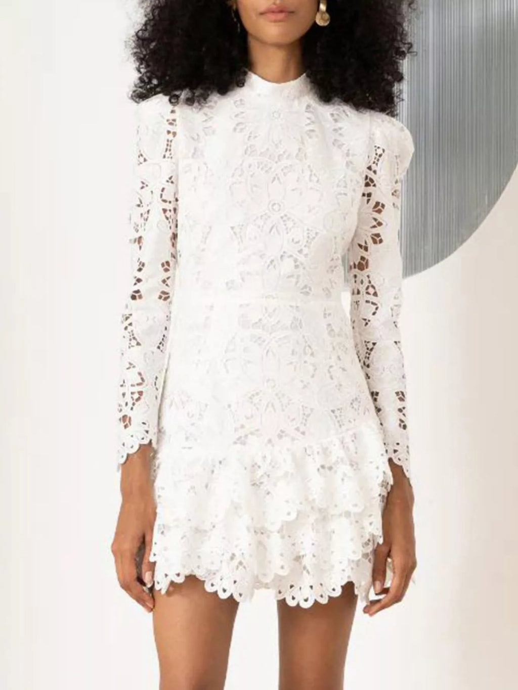 Lace Mock Neck Long Sleeve Mini Dress (9)