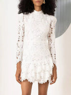 Lace Mock Neck Long Sleeve Mini Dress (9)
