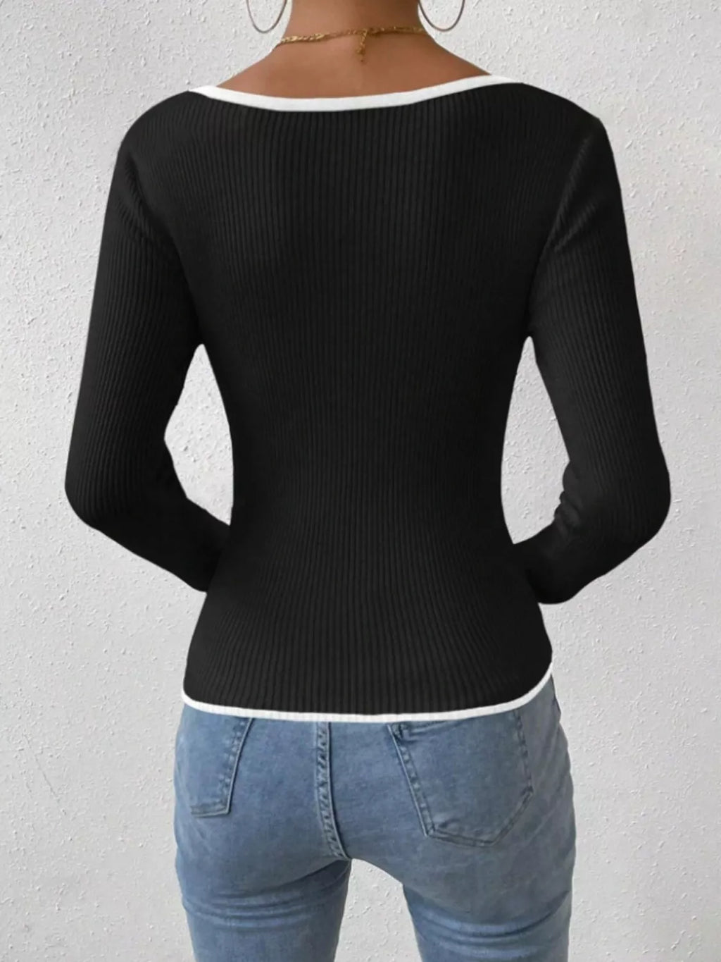 Contrast Trim Long Sleeve Knit Top (6)