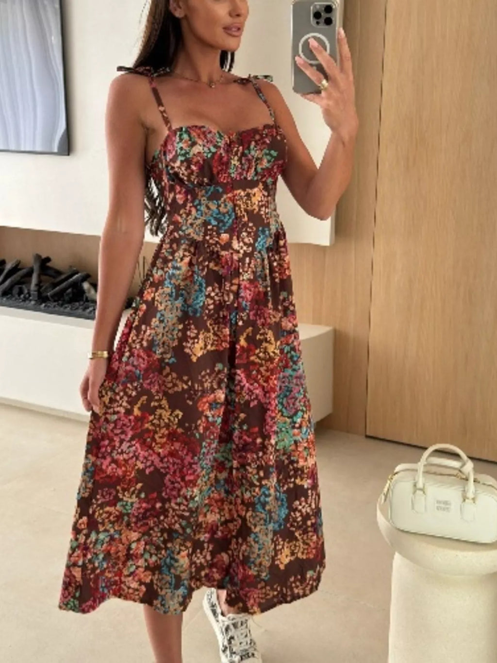 Printed Tie-strap Midi Dress (20)
