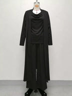 Full Size Cowl Neck Top Cardigan Pants Set Plus (26)