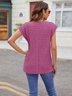 Textured Round Neck Cap Sleeve T-shirt (20)