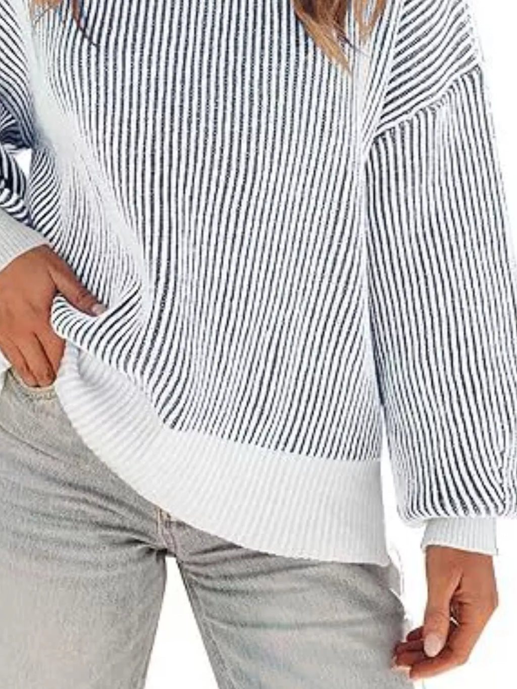 Stripe Dropped Shoulder Sweater (3)