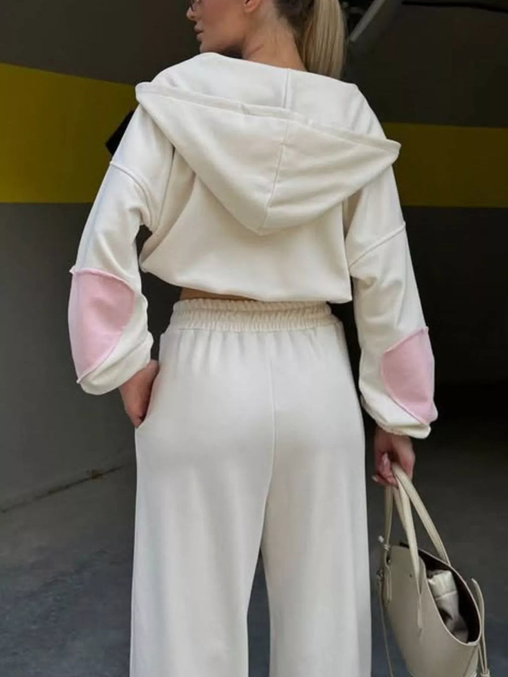 Zip Up Hoodie Wide-leg Pants Set (10)