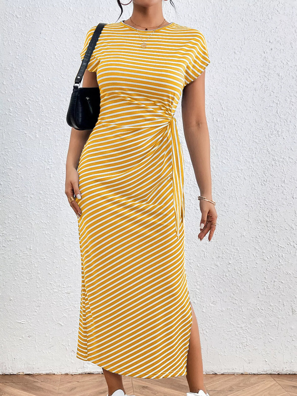 Striped Tie-waist Midi Dress (11)