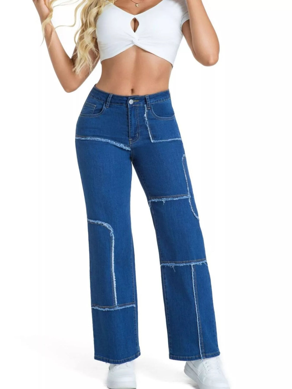 Frayed Edge Straight Leg Jeans (12)