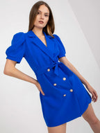Tie Waist Short Sleeve Blazer Dress (19)
