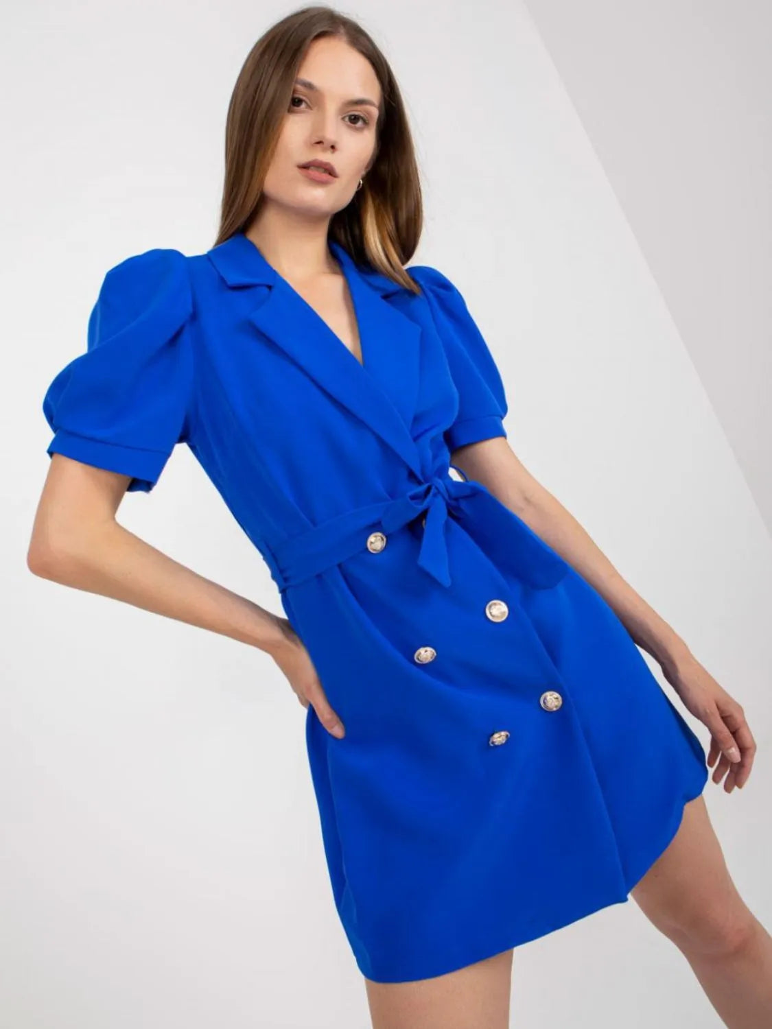 Tie Waist Short Sleeve Blazer Dress (19)