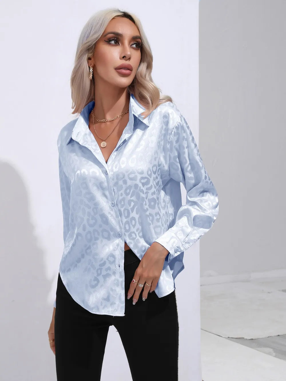 Leopard Collared Neck Long Sleeve Shirt (11)