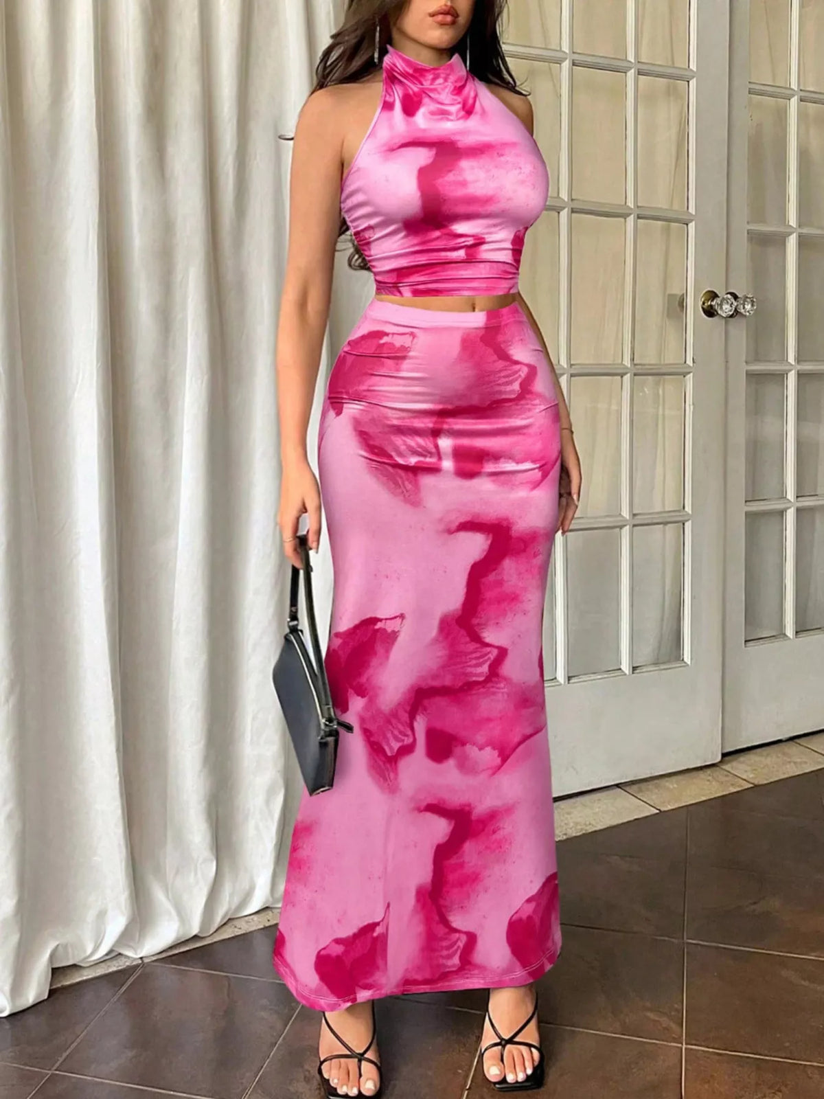 Tie-dye Halter Top Mermaid Skirt Set (4)