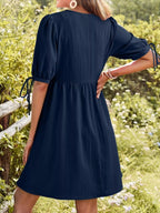Tie-neck Puff Sleeve A-line Mini Dress (17)