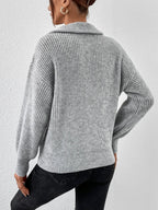 Half Zip Dropped Shoulder Sweater (2)