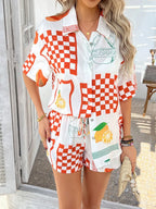 Printed Collared Neck Half Sleeve Top Shorts Set (19)