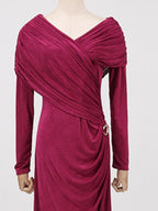 Ruched Draped Long Sleeve Maxi Dress (9)
