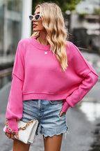 Round Neck Drop Shoulder Long Sleeve Sweater (3)