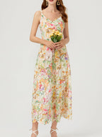 Floral Lace Sleeveless V-neck Midi Dress (4)