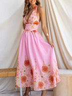 Floral Print Halter Neck Maxi Dress (15)