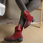 Suede Point Toe Block Heel Boots (8)