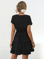 Ruffled Smocked V-neck Tiered Dress (10)