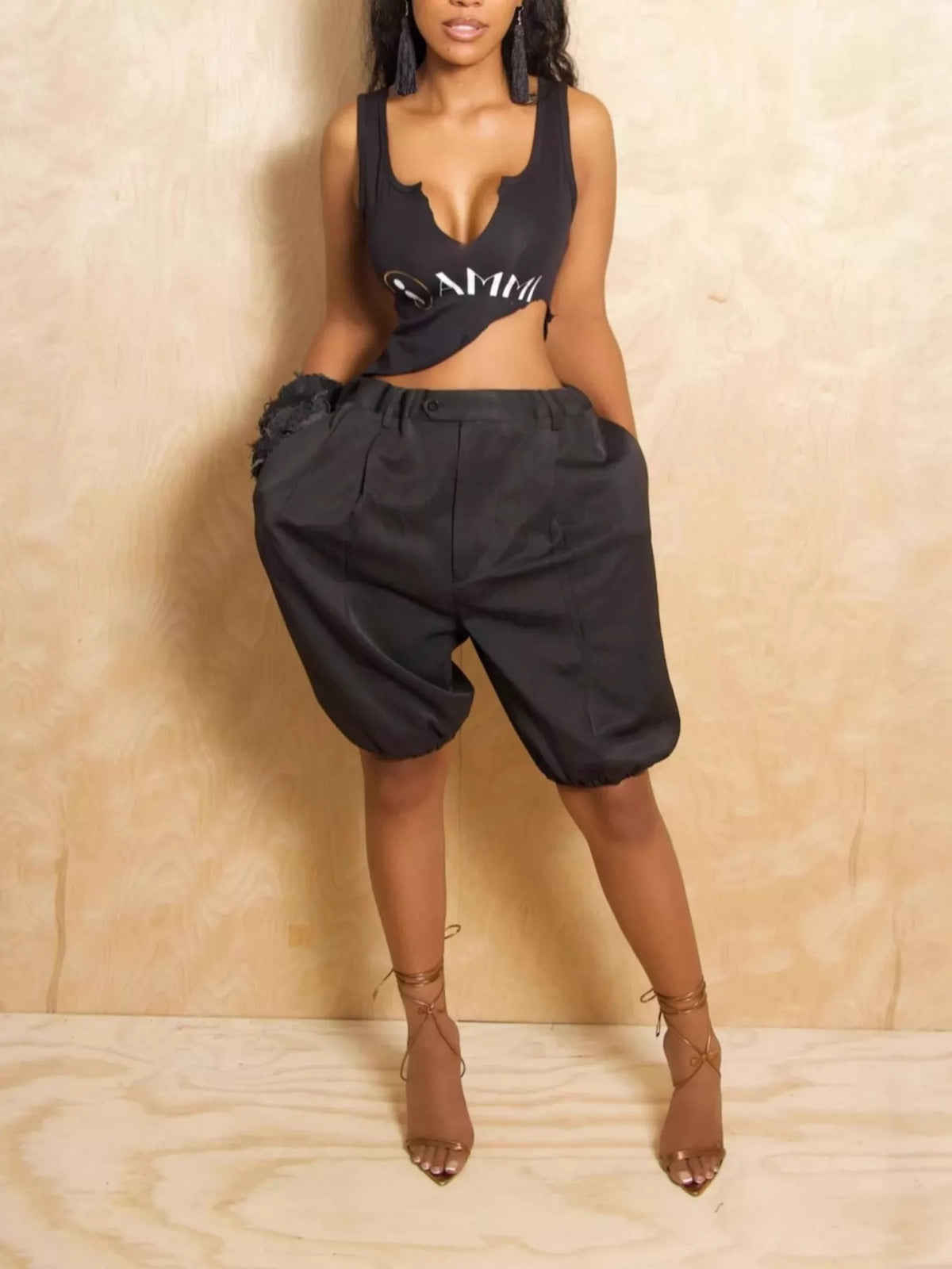 Pleated Detail High Waist Shorts (8)
