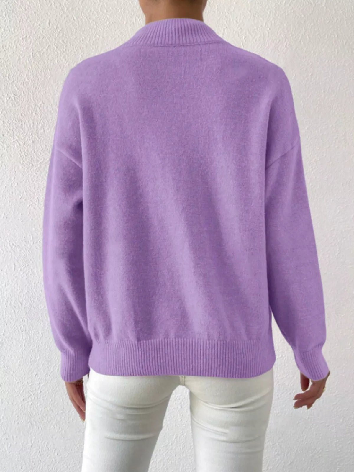 Mock Neck Dropped Shoulder Sweater (25)