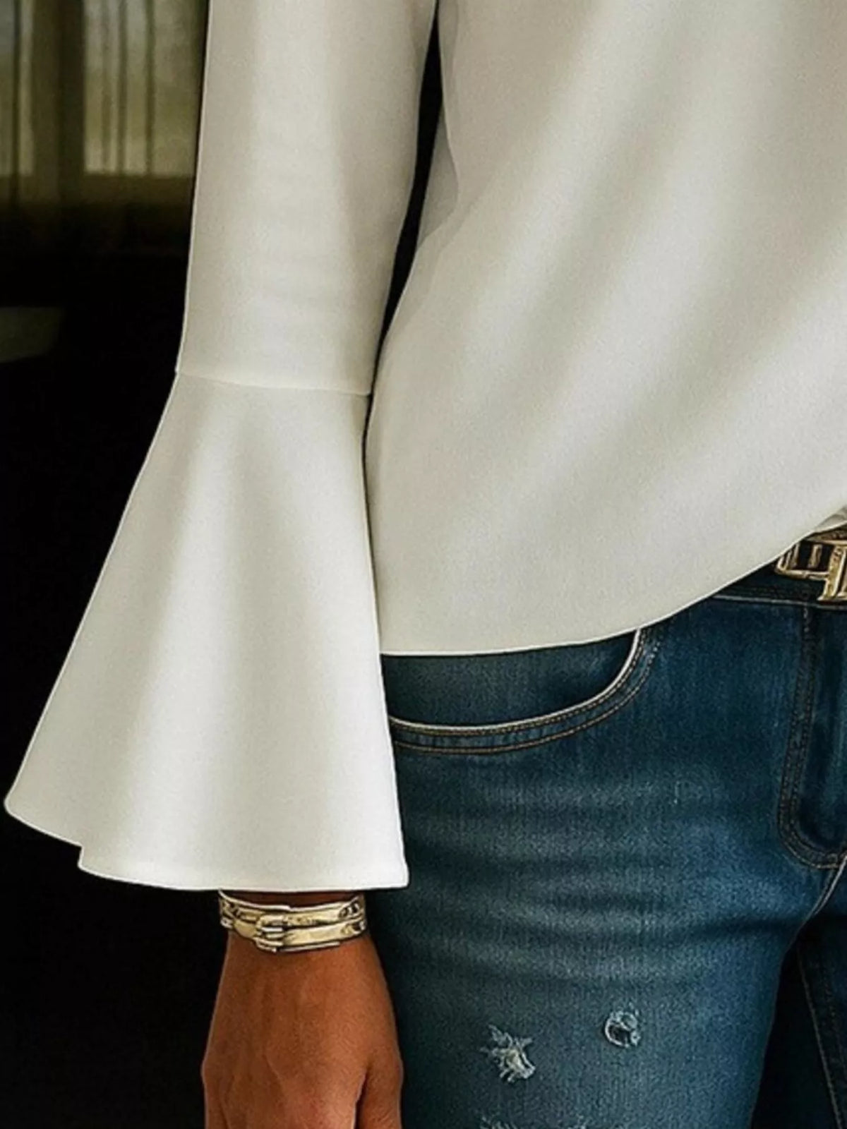 Full Size Ruffled V-neck Long Sleeve Blouse Plus (3)