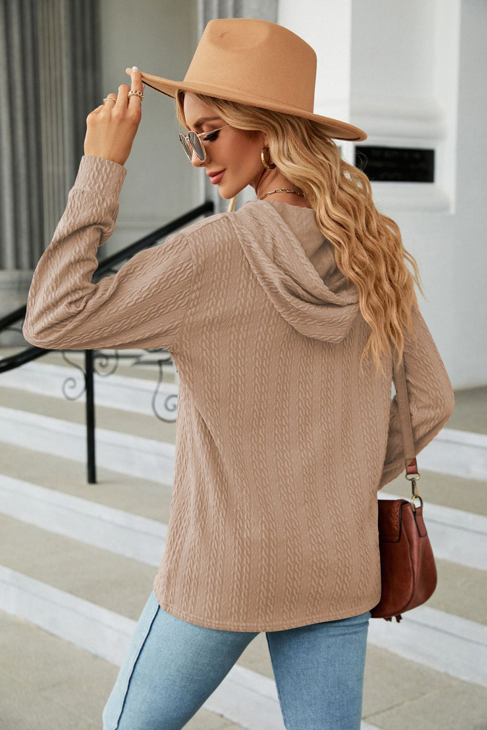 Cable-knit Long Sleeve Hoodie (12)