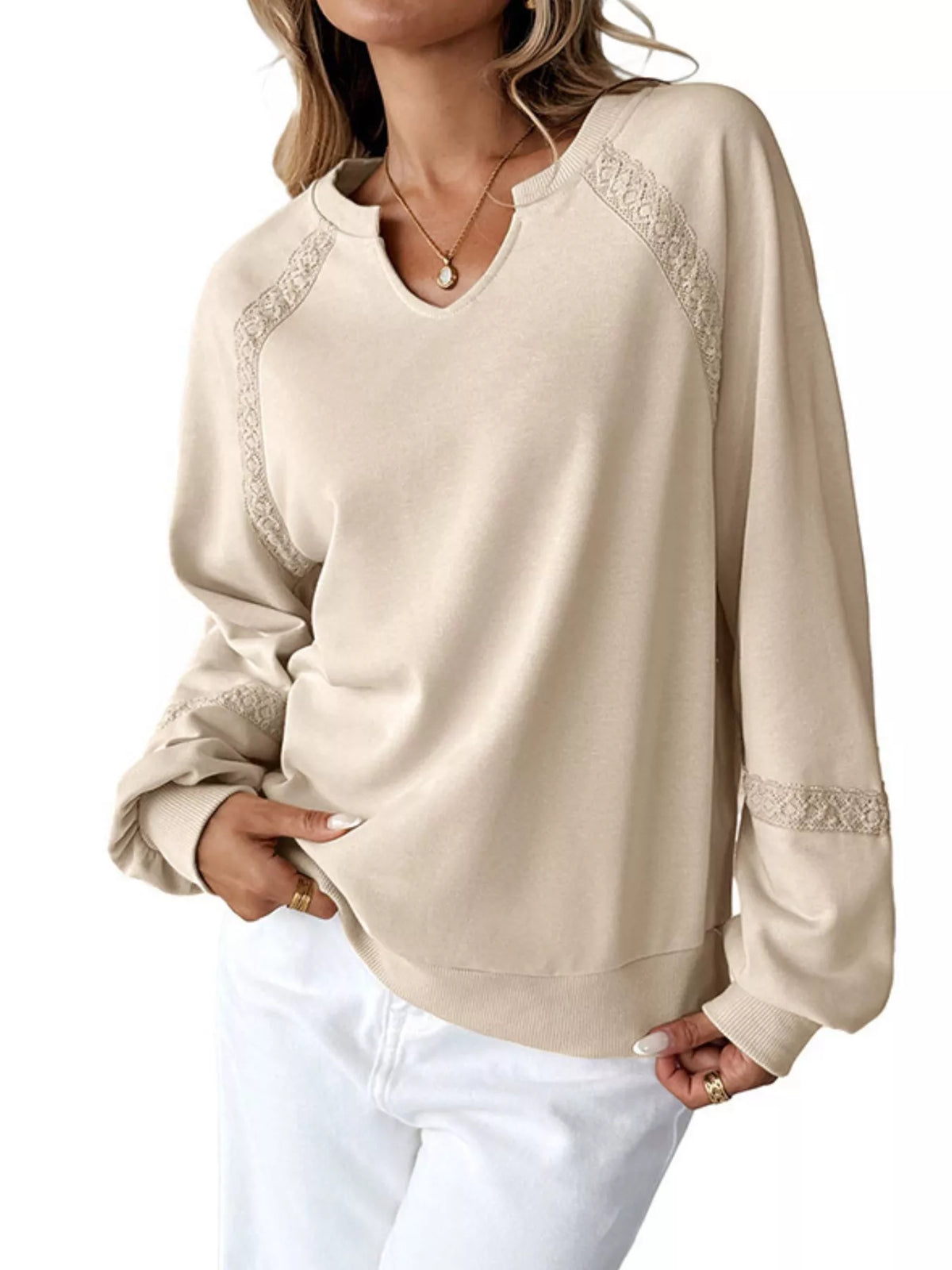 Notched Raglan Sleeve Sweatshirt (9)