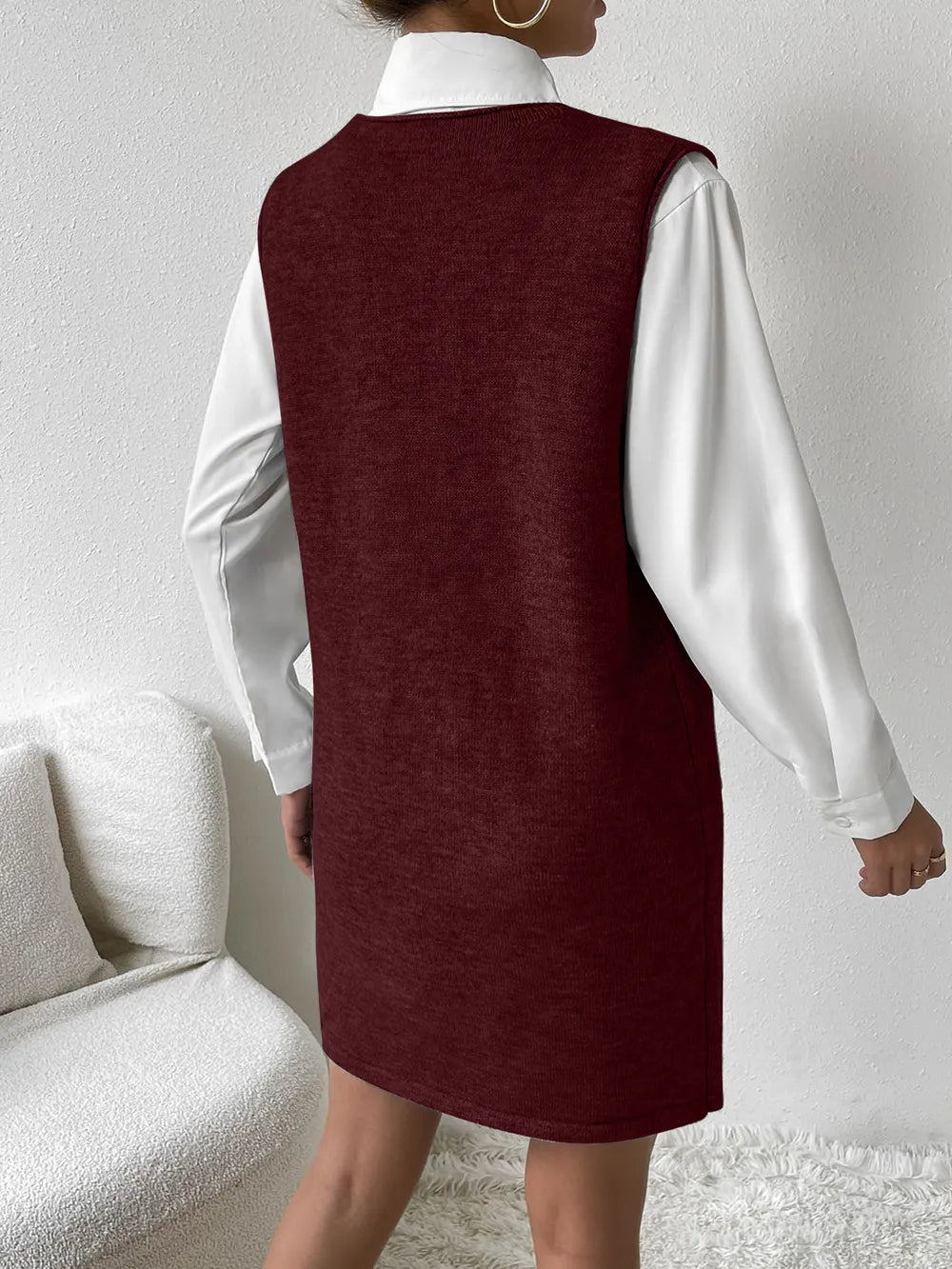 V-neck Sleeveless Sweater Dress Pockets (17)
