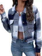Plaid Button-up Cropped Jacket (2)