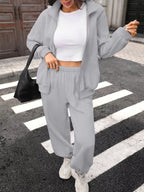 Zip-up Long Sleeve Top Pants Set (6)