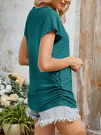 Eyelet V-neck Short Sleeve Top (3)
