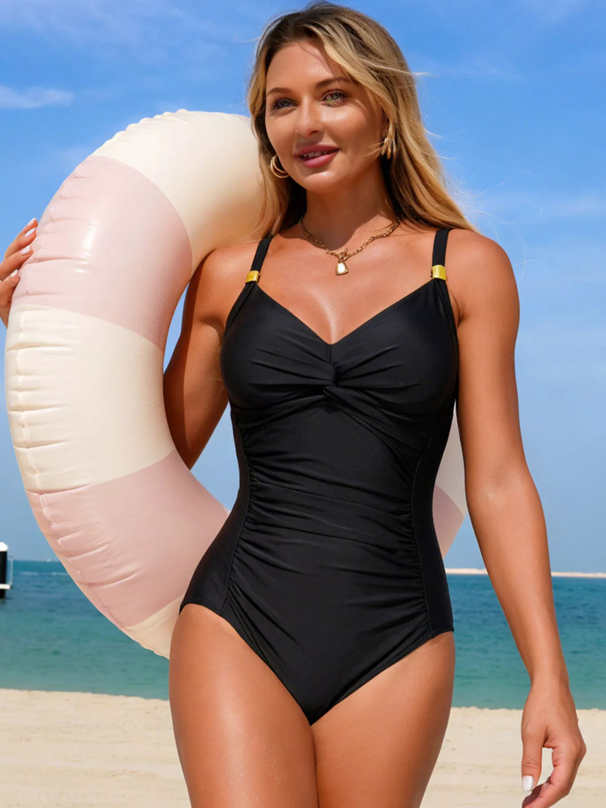 Ruched Twist Front One-piece Swimsuit (6)