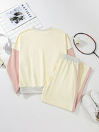Block Round Neck Top Pants Set (9)