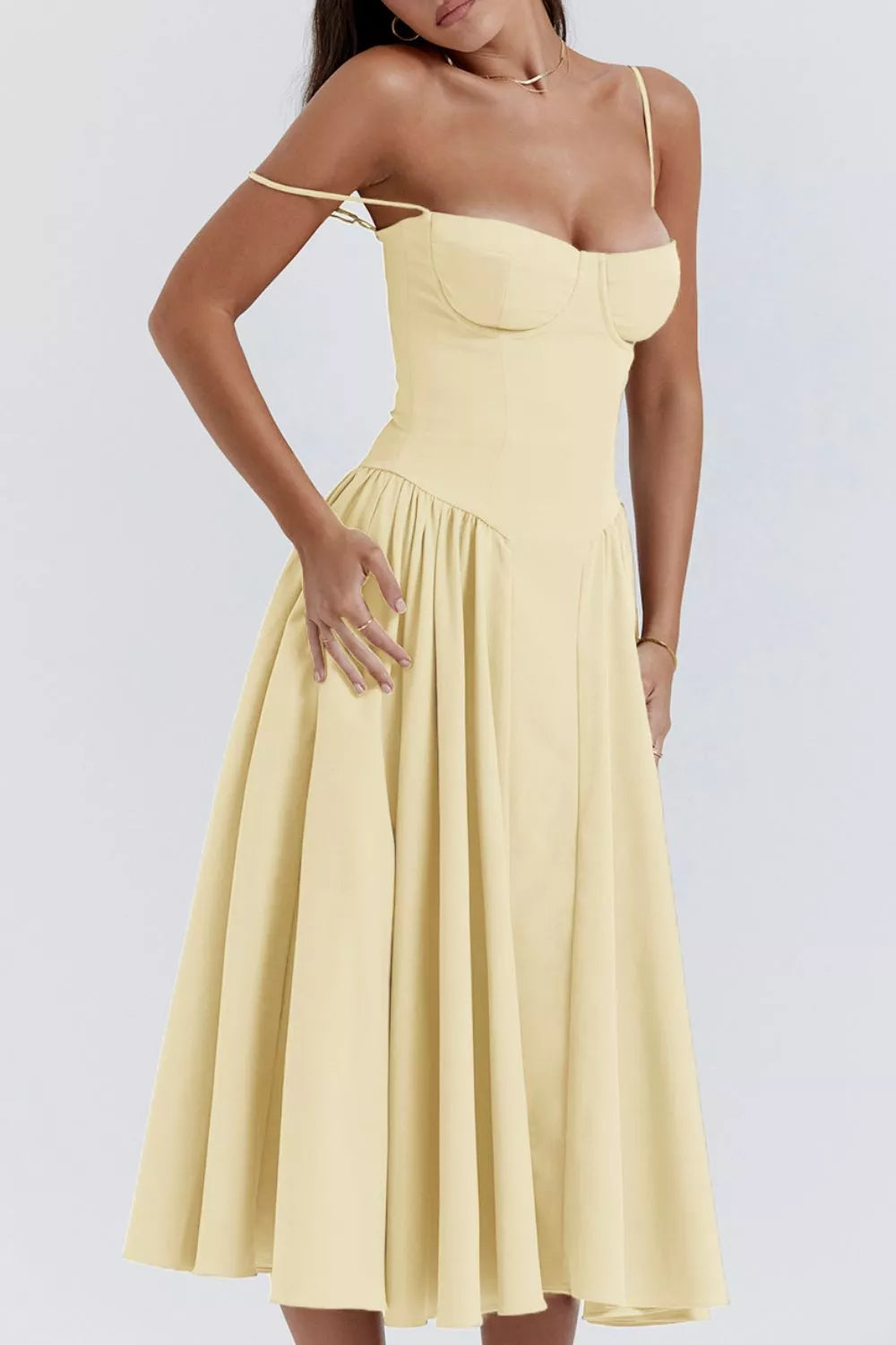 Sweetheart Neck Ruched Midi Dress (9)